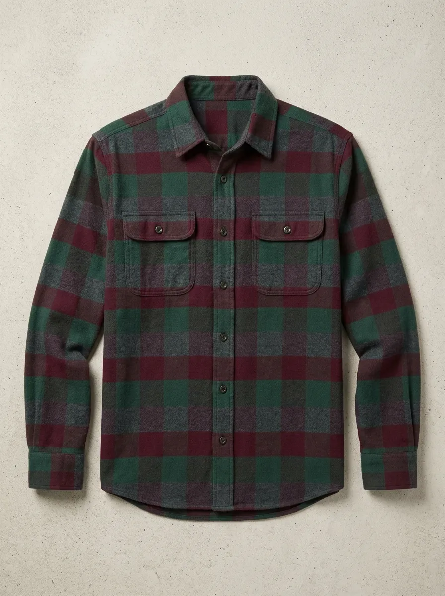 Men's Streamlined Plaid Printed Flannel Shirt