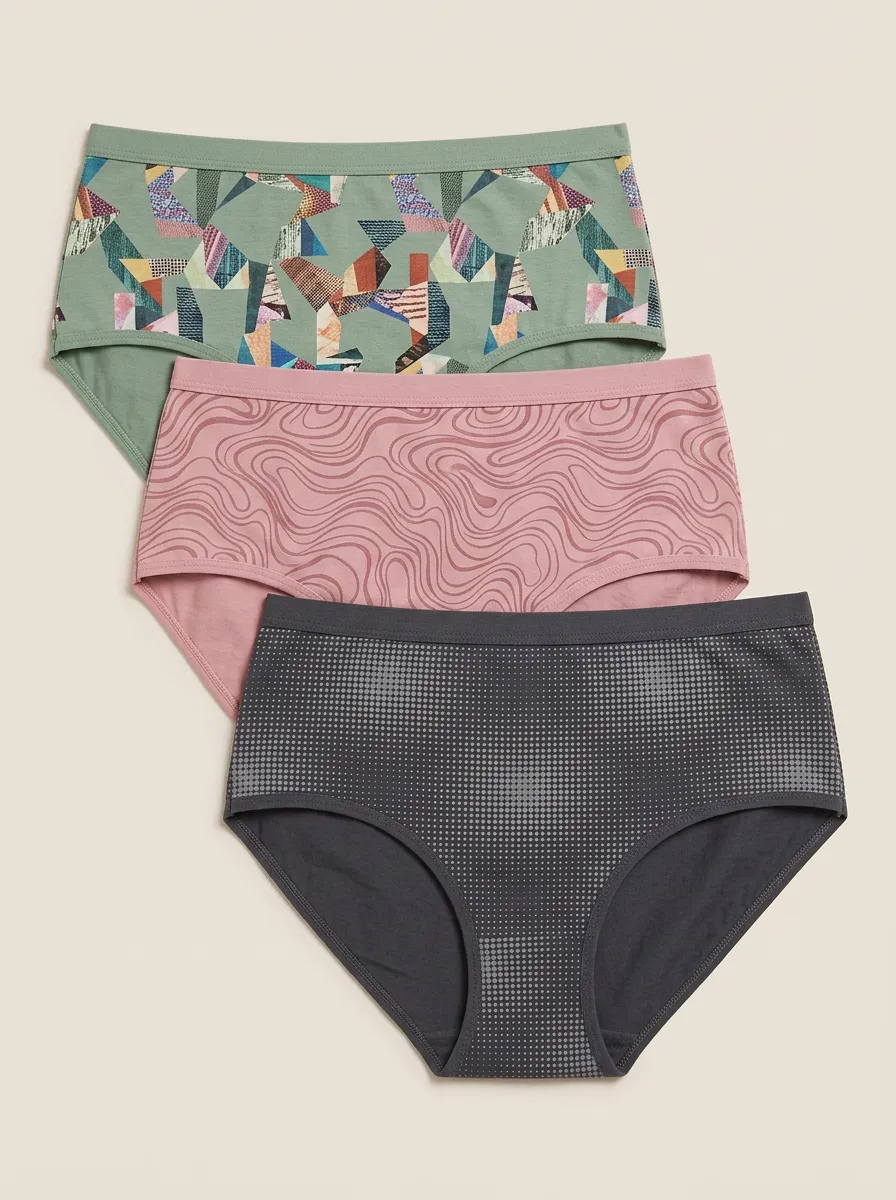 Women's Geometric Swirl Dot Print 3-Pack Briefs