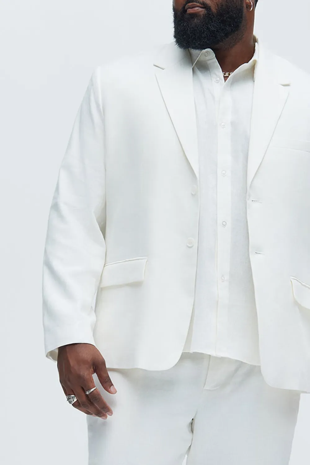 Slight Stretch Linen Suit Jacket - Black