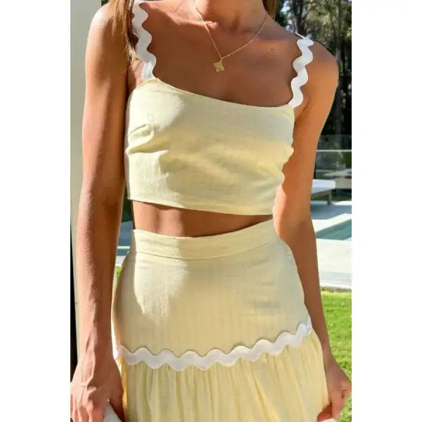 Relaxed Contrast Trim Cami and Maxi Skirt Set