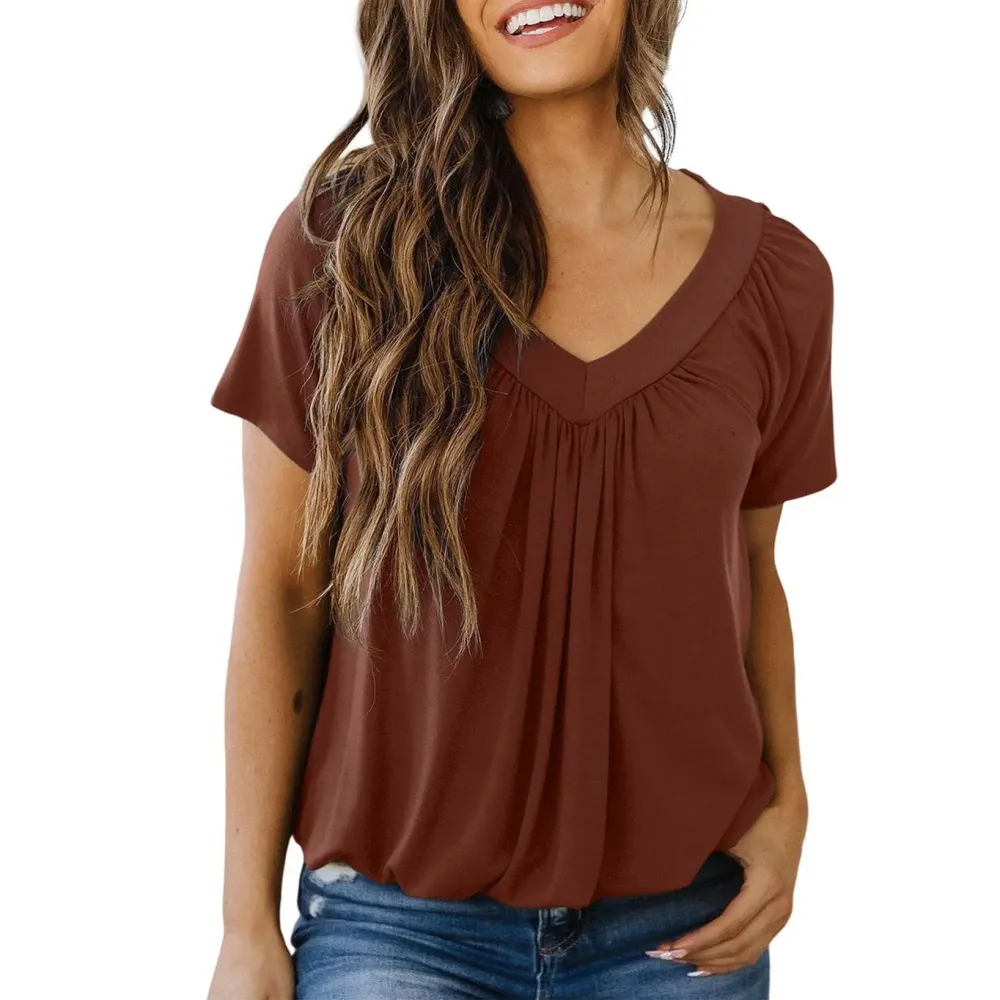 Women'S Casual Summer Short Sleeve V Neck Tops T-Shirts 🔥8-Pack - All Colors Included, Only $24