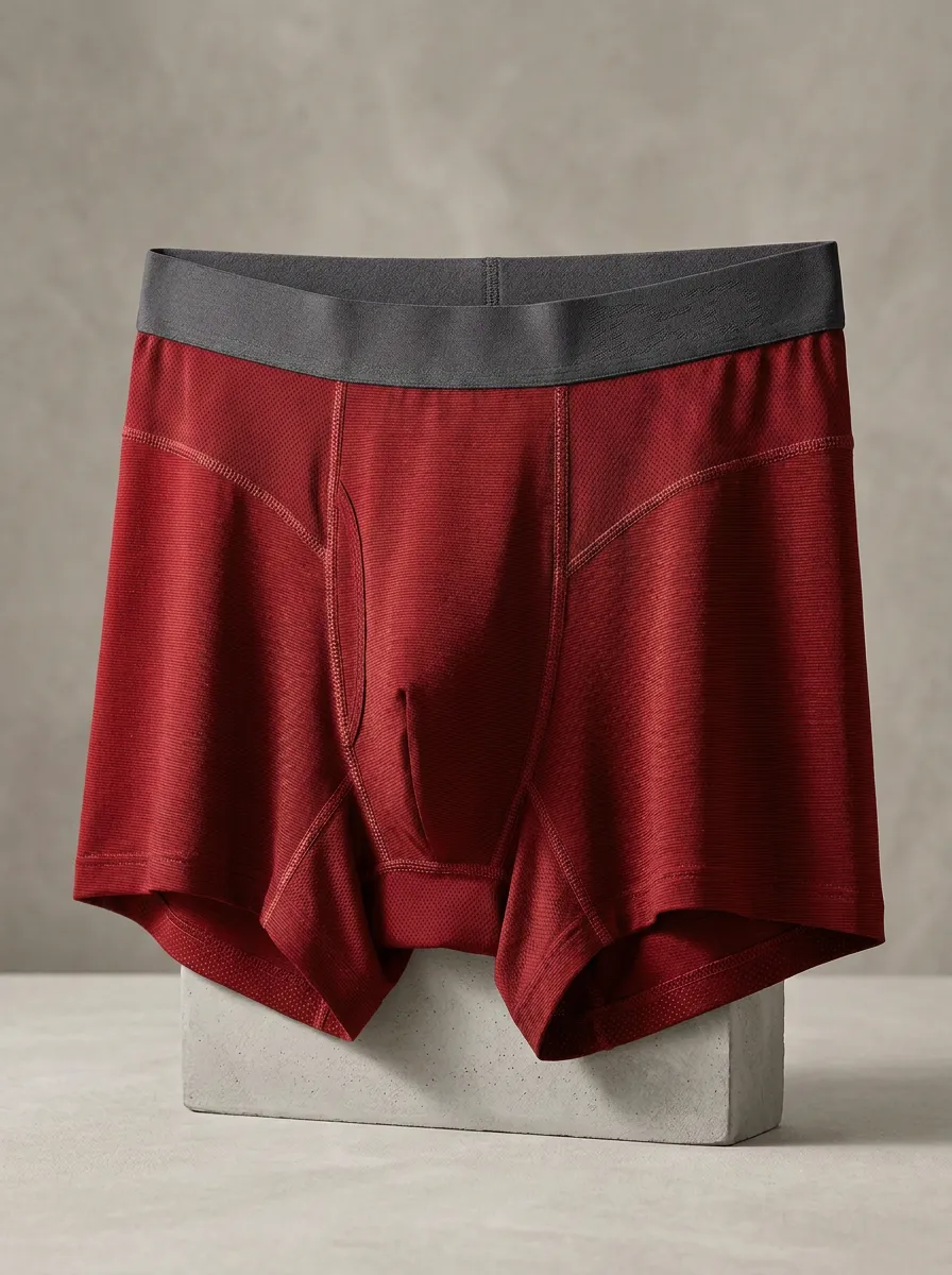 Men's Athletic Performance Forest Green Mesh Printed Boxer Briefs