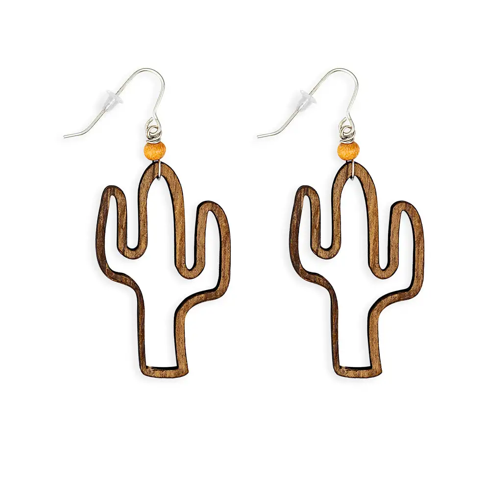 Crisp Expressive Artful Cactus Earrings
