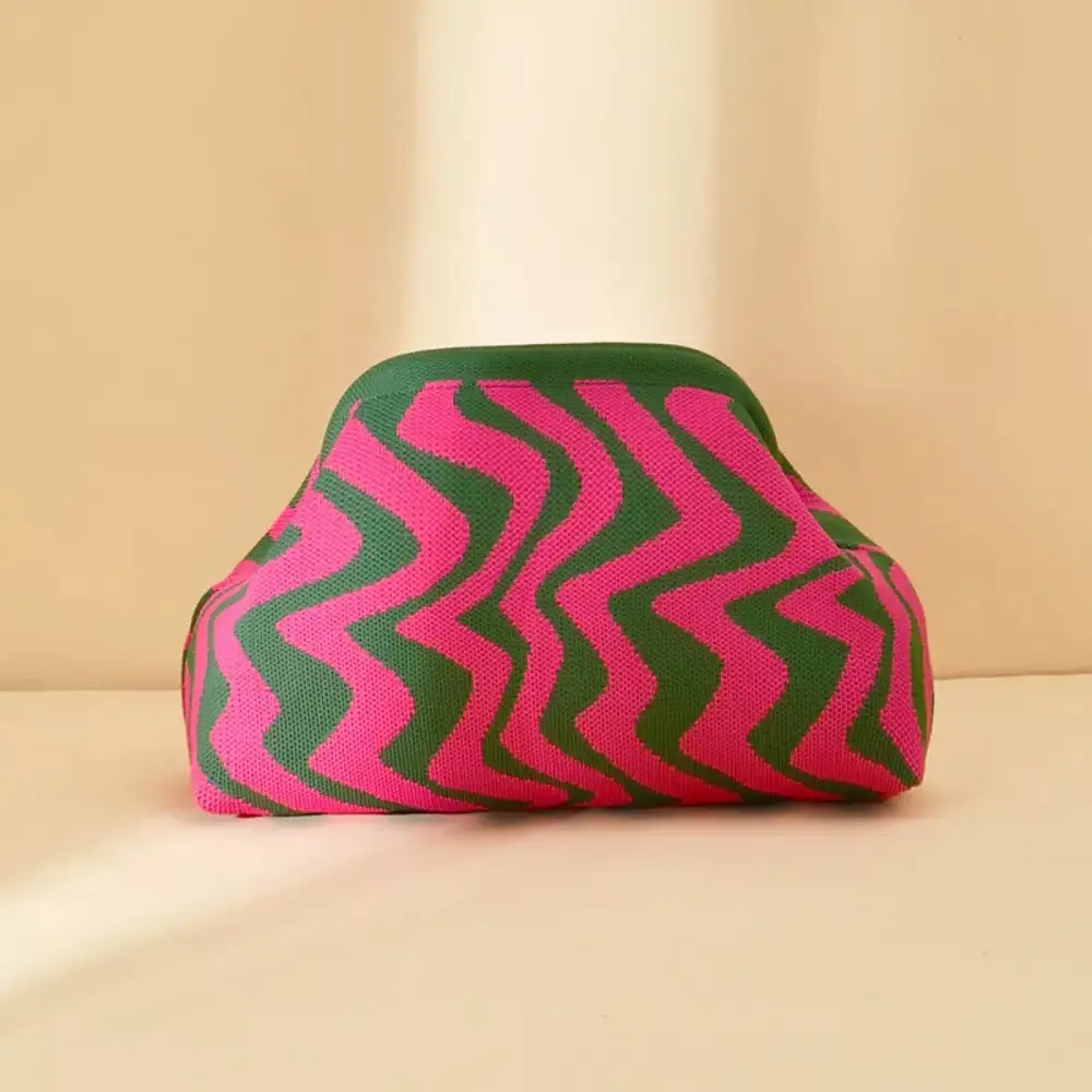Portable Contrast Knit Clutch