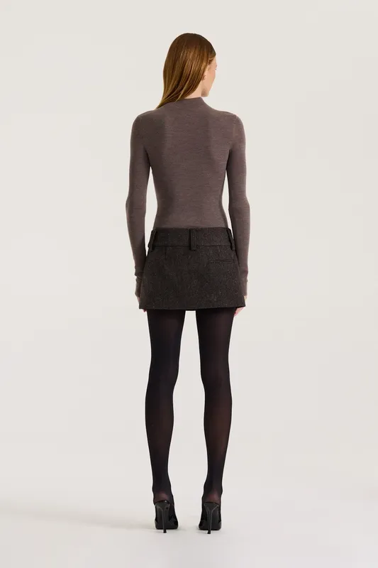 Graphite Tweed Low-Rise Skirt