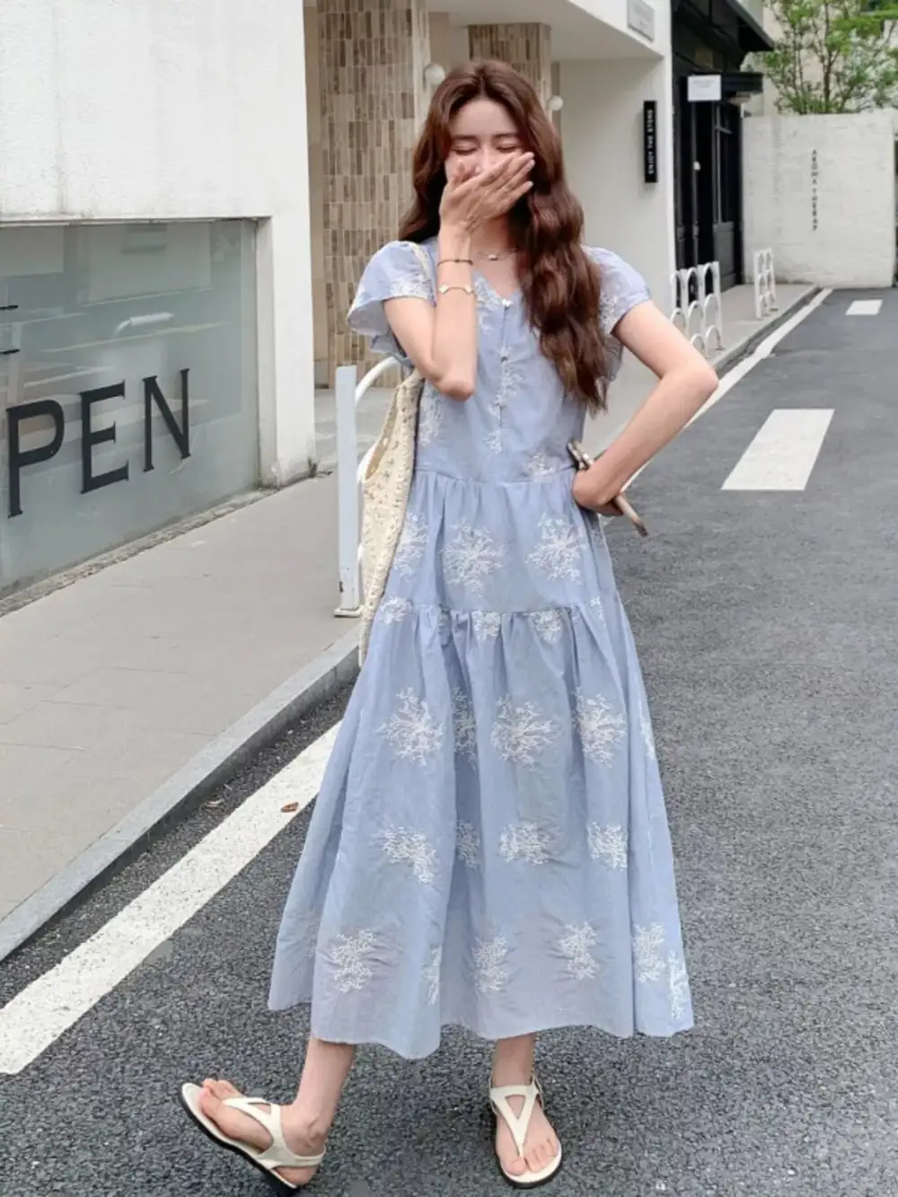 Balanced Detail Tiered Midi Dress