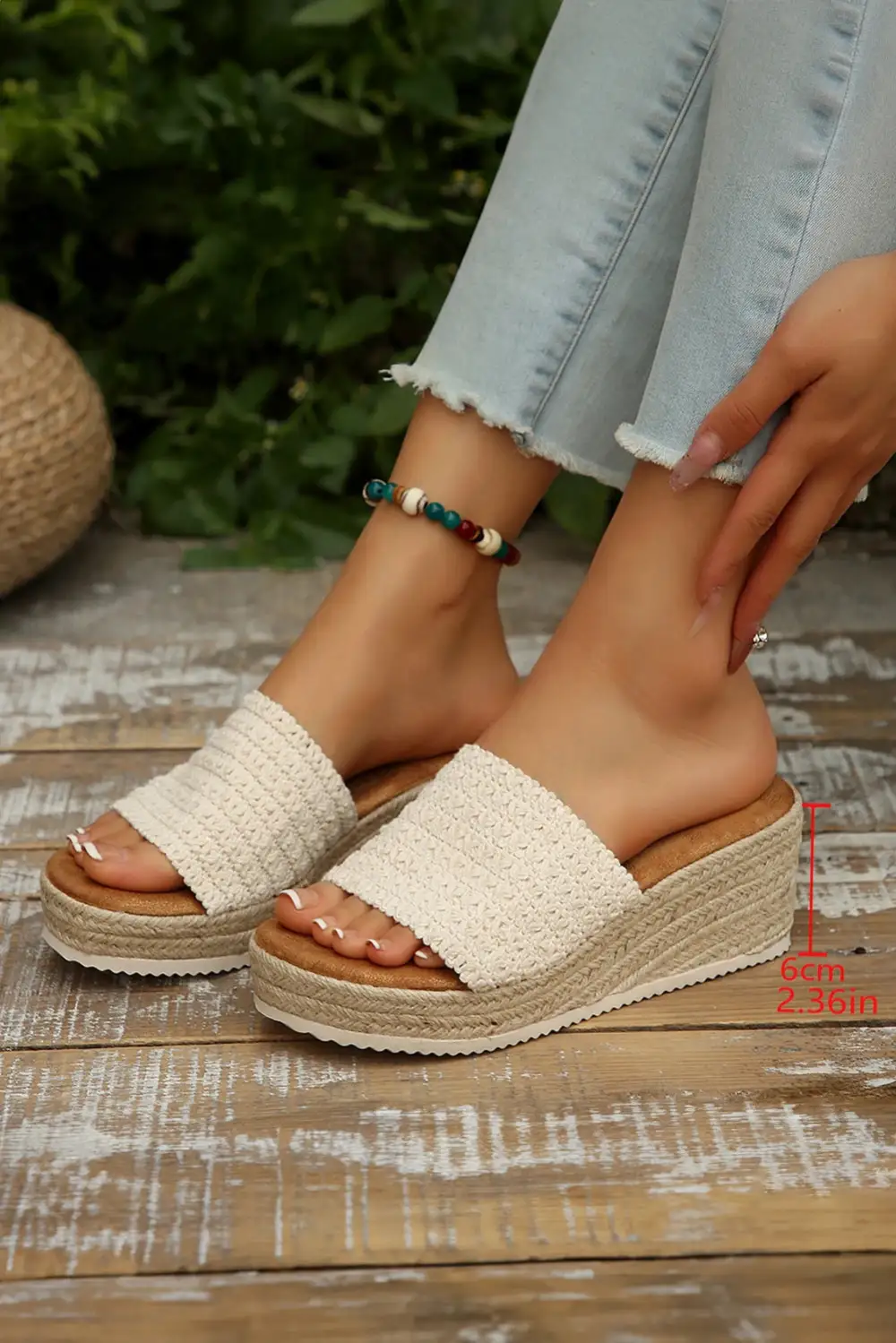 Woven Wide Band Platform Sandals