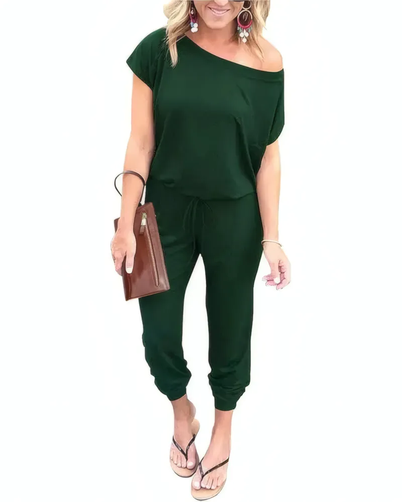 Off Shoulder Belted Jumpsuit