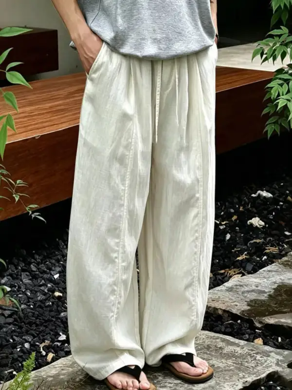 Men's Plus Size Wide Leg Pants with Drawstring