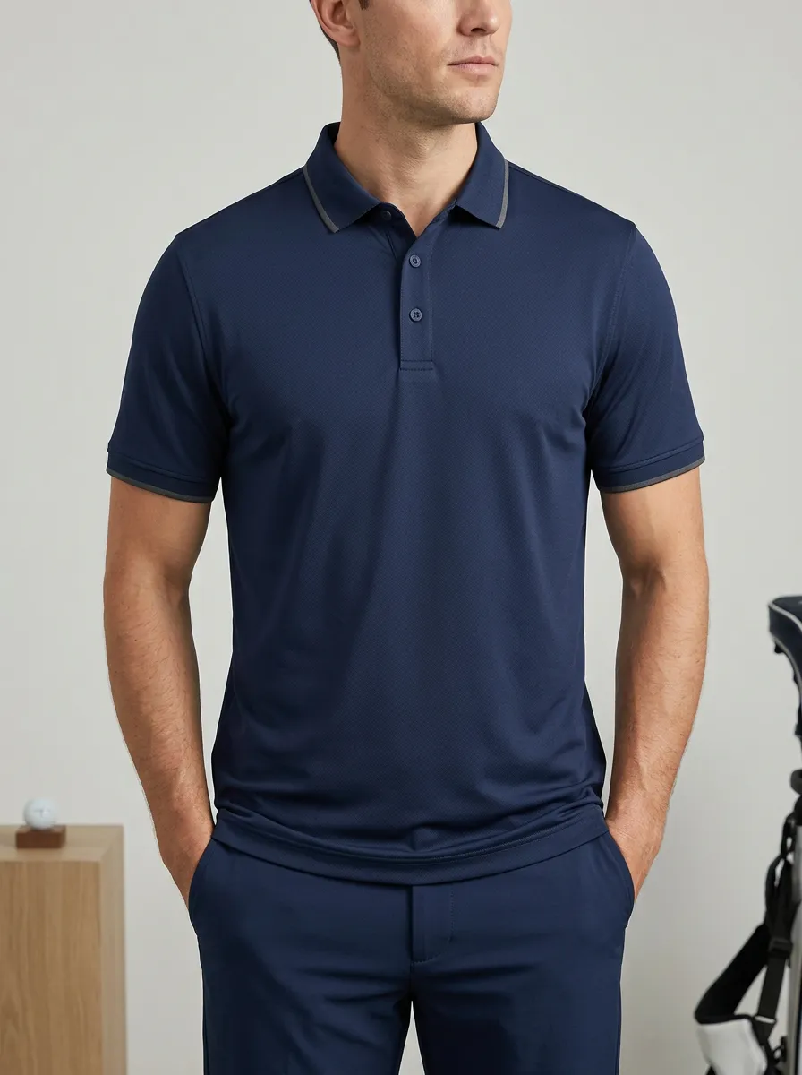 Contrast-Trim Golf Polo Shirt