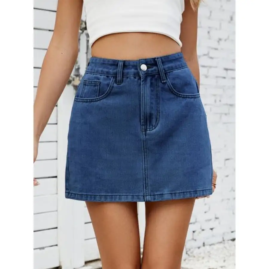 Solid Mini Denim Skirt