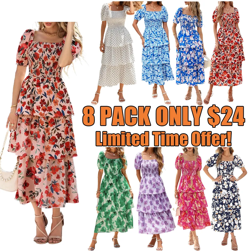 Women's Square Neck Smocked Dress