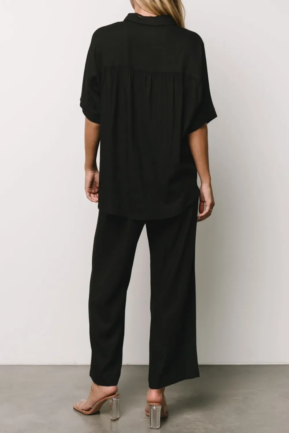 Black Classic Casual Straight Leg Slim-Fit Loose Pants