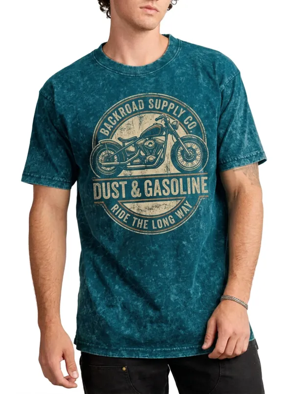 Men's Biker Motorcycle Lover Dust & Gasoline Printed T-shirt