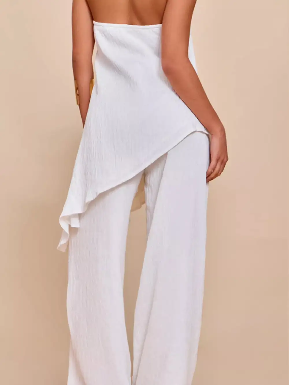 Asymmetrical Hem Tube Top and Pants Set