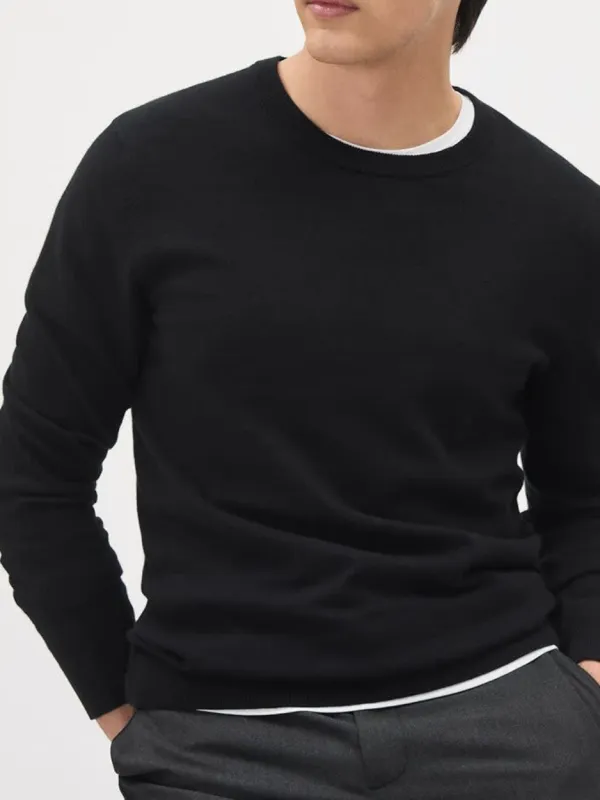 Black Long-Sleeve Crew-Neck Sweater