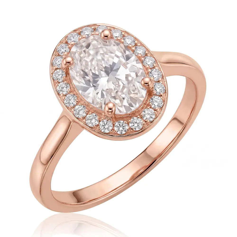 Cubic Zirconia Oval Halo Ring