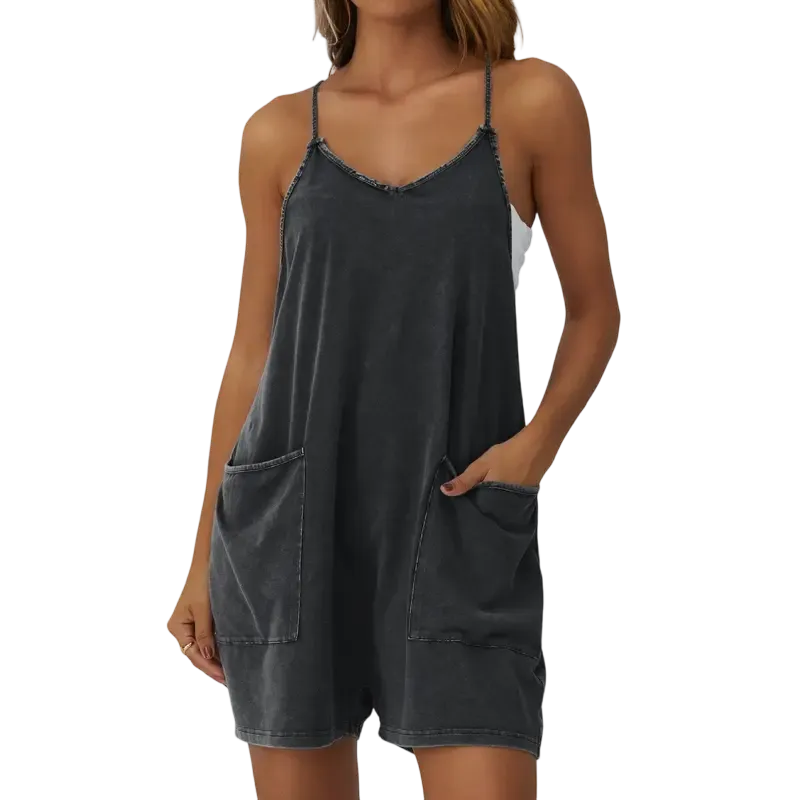 Women's Vintage Acid Wash Pocket Romper