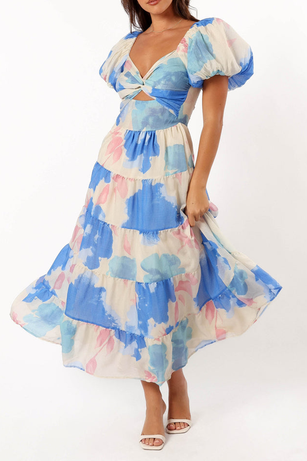 BLUE FLORAL MIDI DRESS
