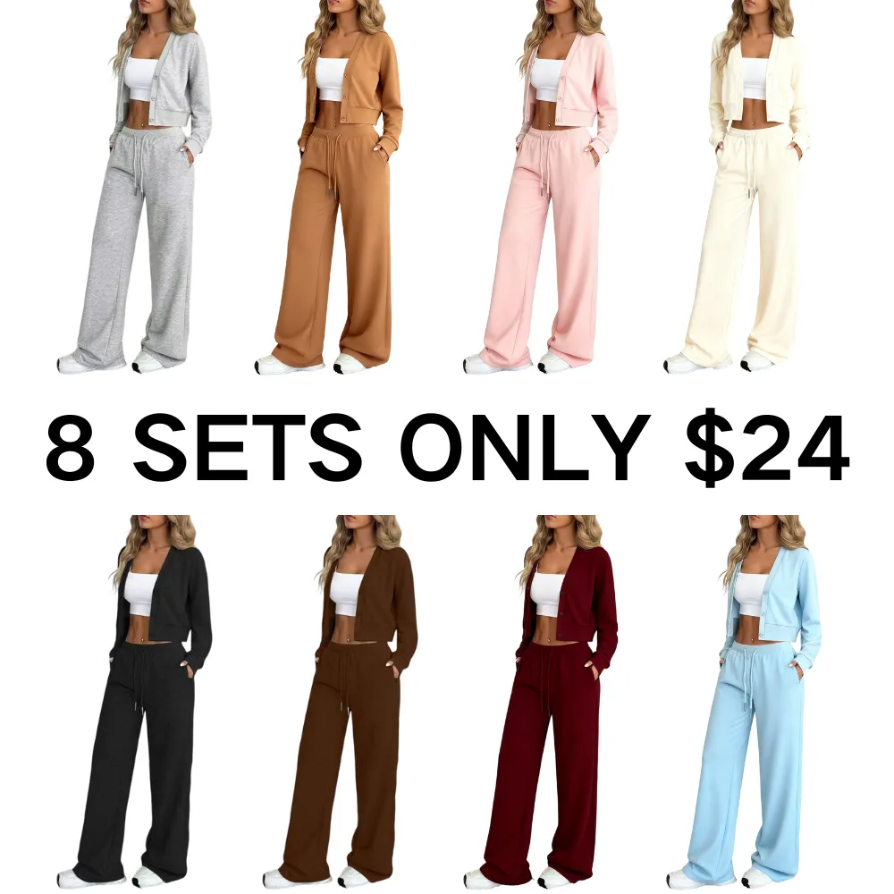 Women's Long Sleeve Jacket & Pants Set, Casual Fashion for Fall Winter