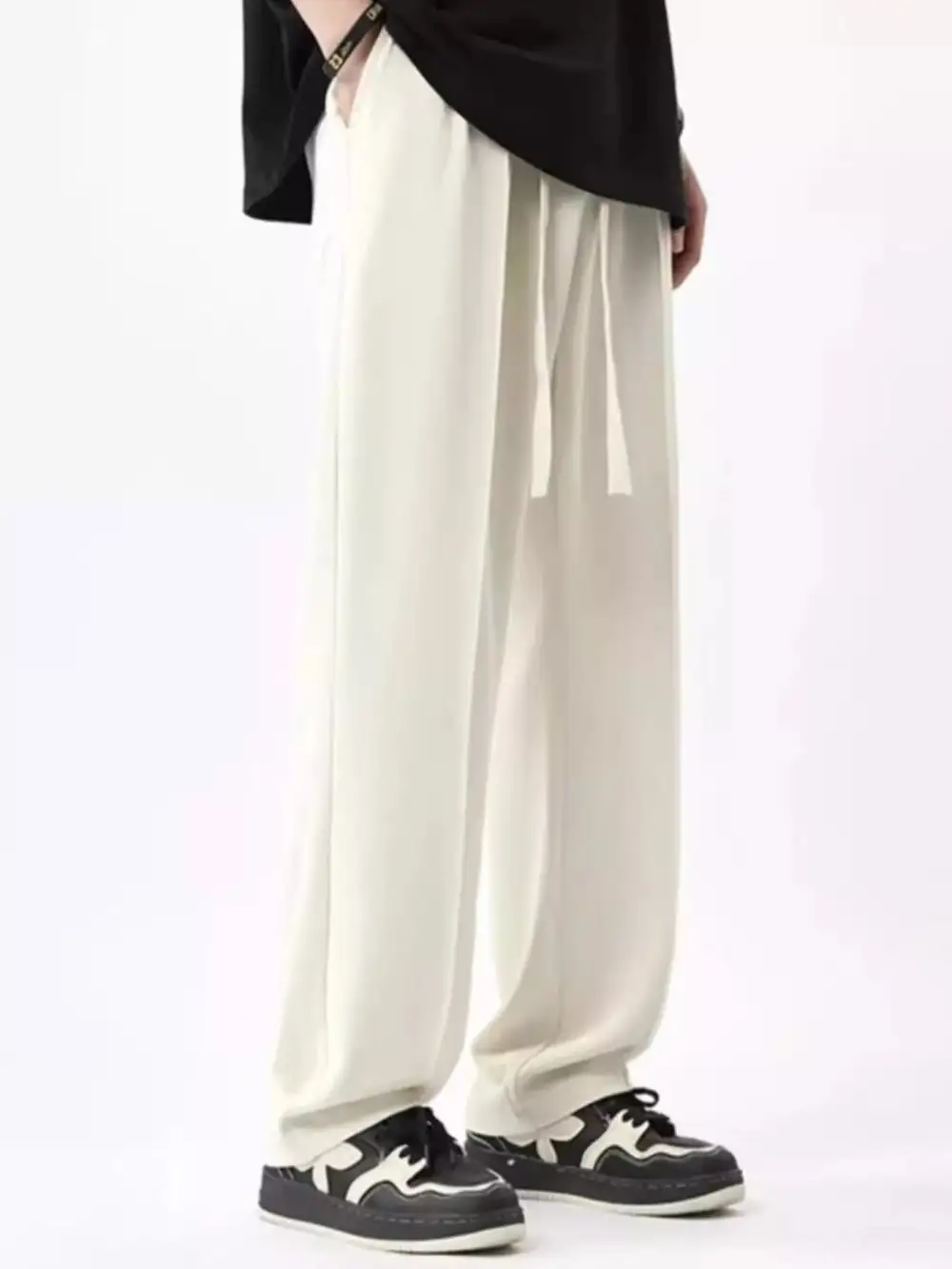 Men's Wide Leg Pants with Drawstring Waist