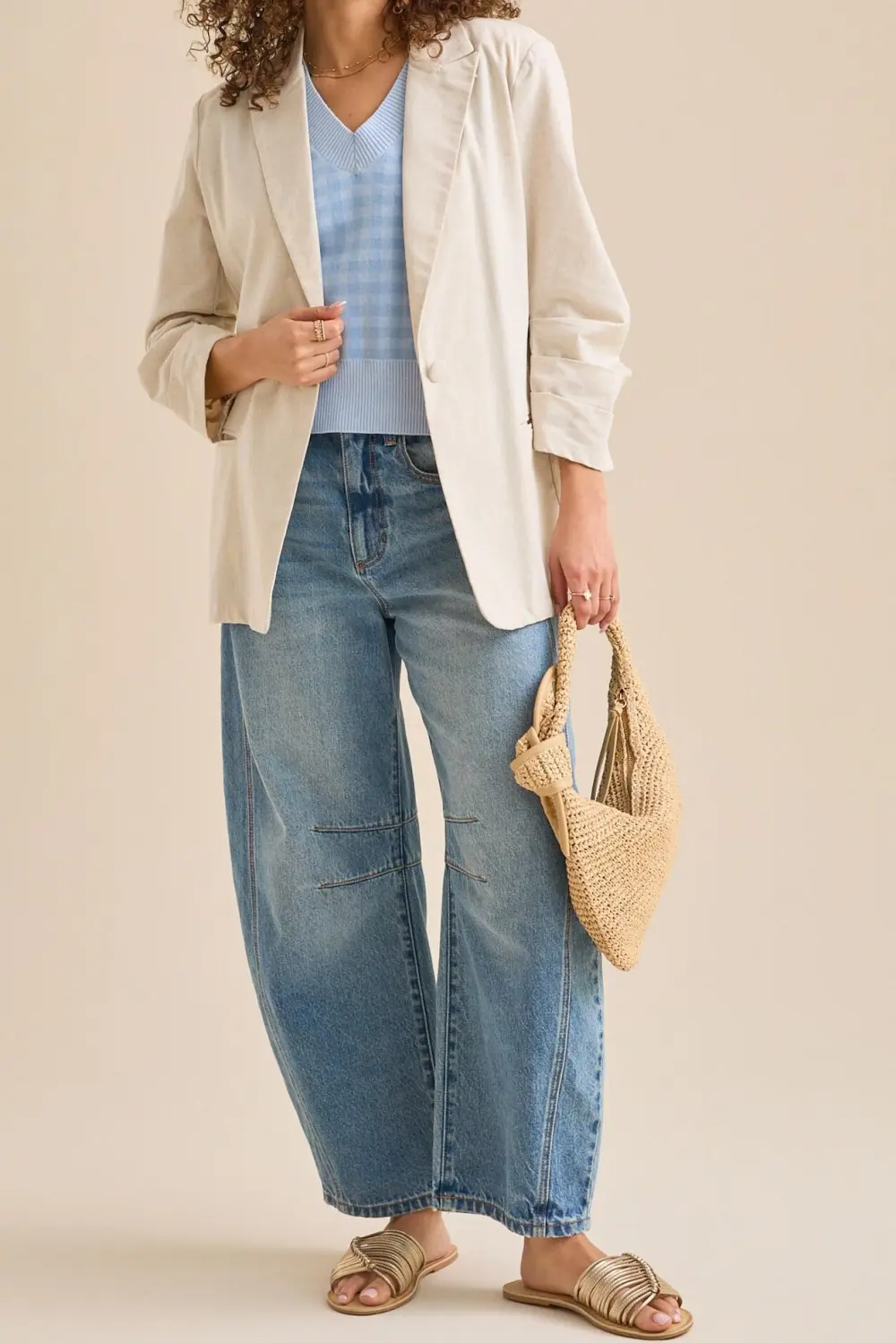 Sleeveless Gingham Vest