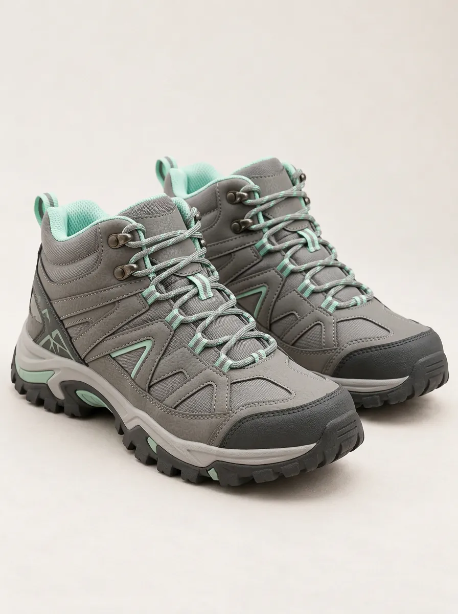 Women's Lace Up Graphic Detail Hiking Boots