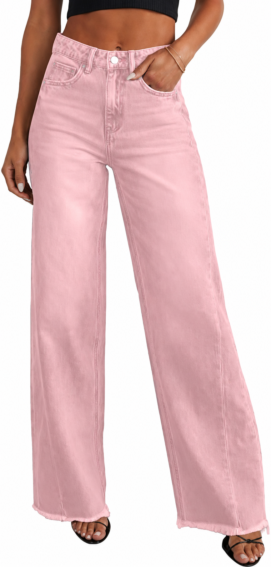 Women’s Wide Leg Jeans High Waisted Stretchy Denim Pants