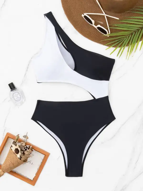 Contrasting One Piece Swimsuit