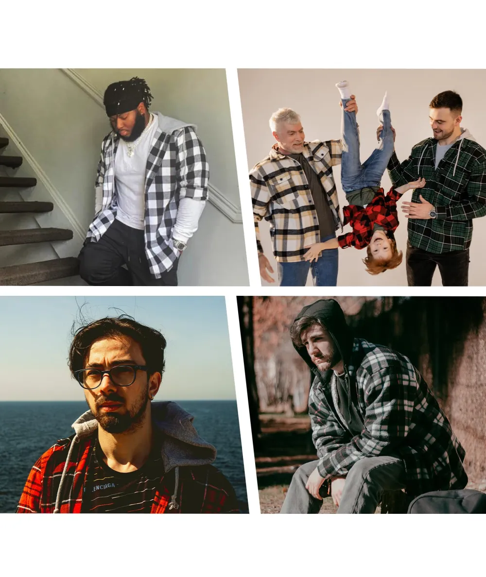 Men Plaid Long Sleeve Flannel Jacket