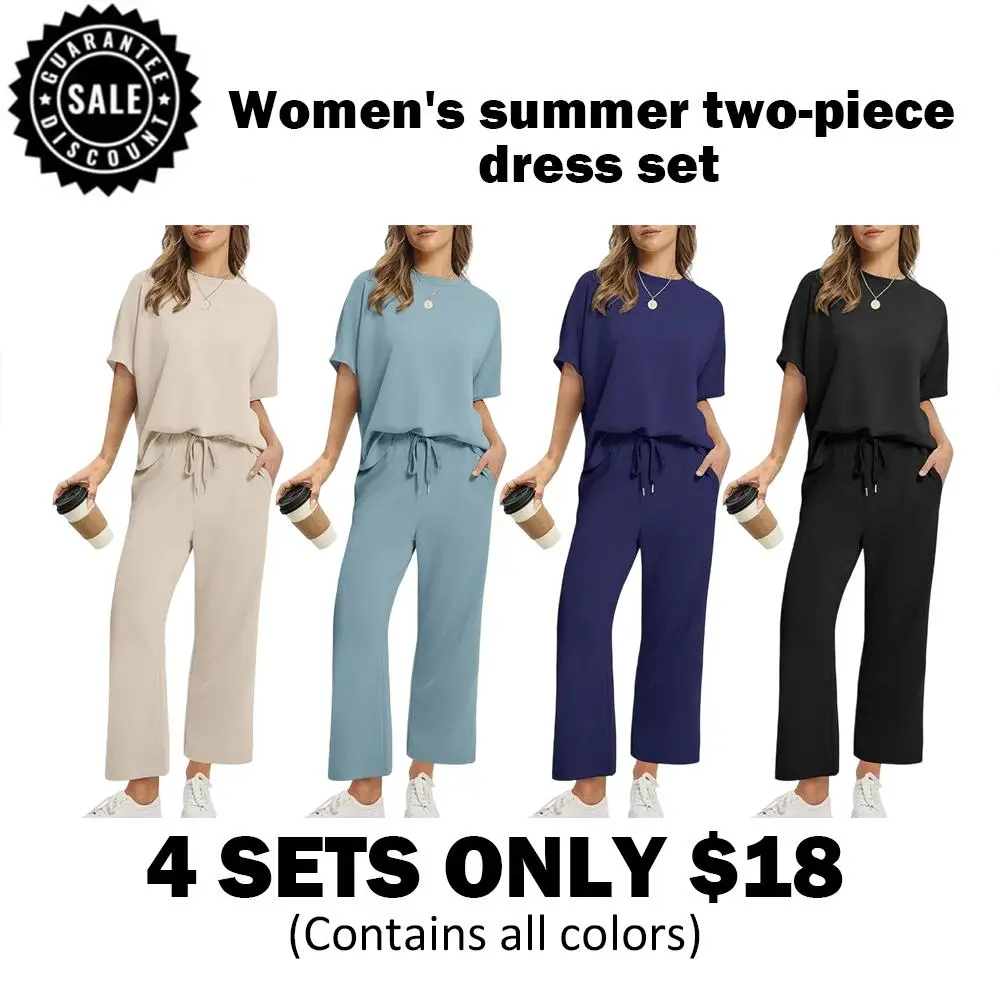 Women's two-piece summer set: Loose wide-leg shorts and casual top
