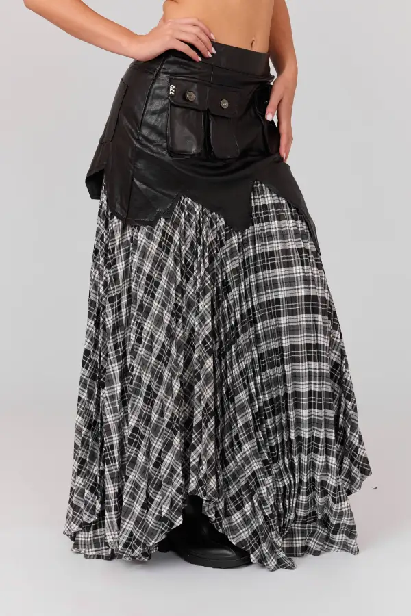 Layered Plaid Skirt