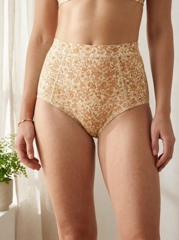 Women's Cottagecore Floral Pattern Printed High-Waisted Panties