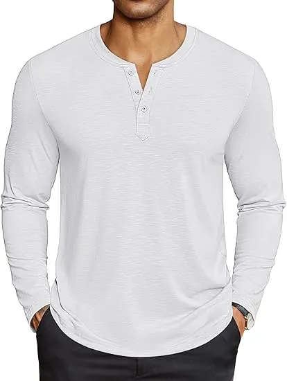 🧍‍♂️ Men’s Henley Long Sleeve Shirt – Lightweight, Soft & Everyday-Ready