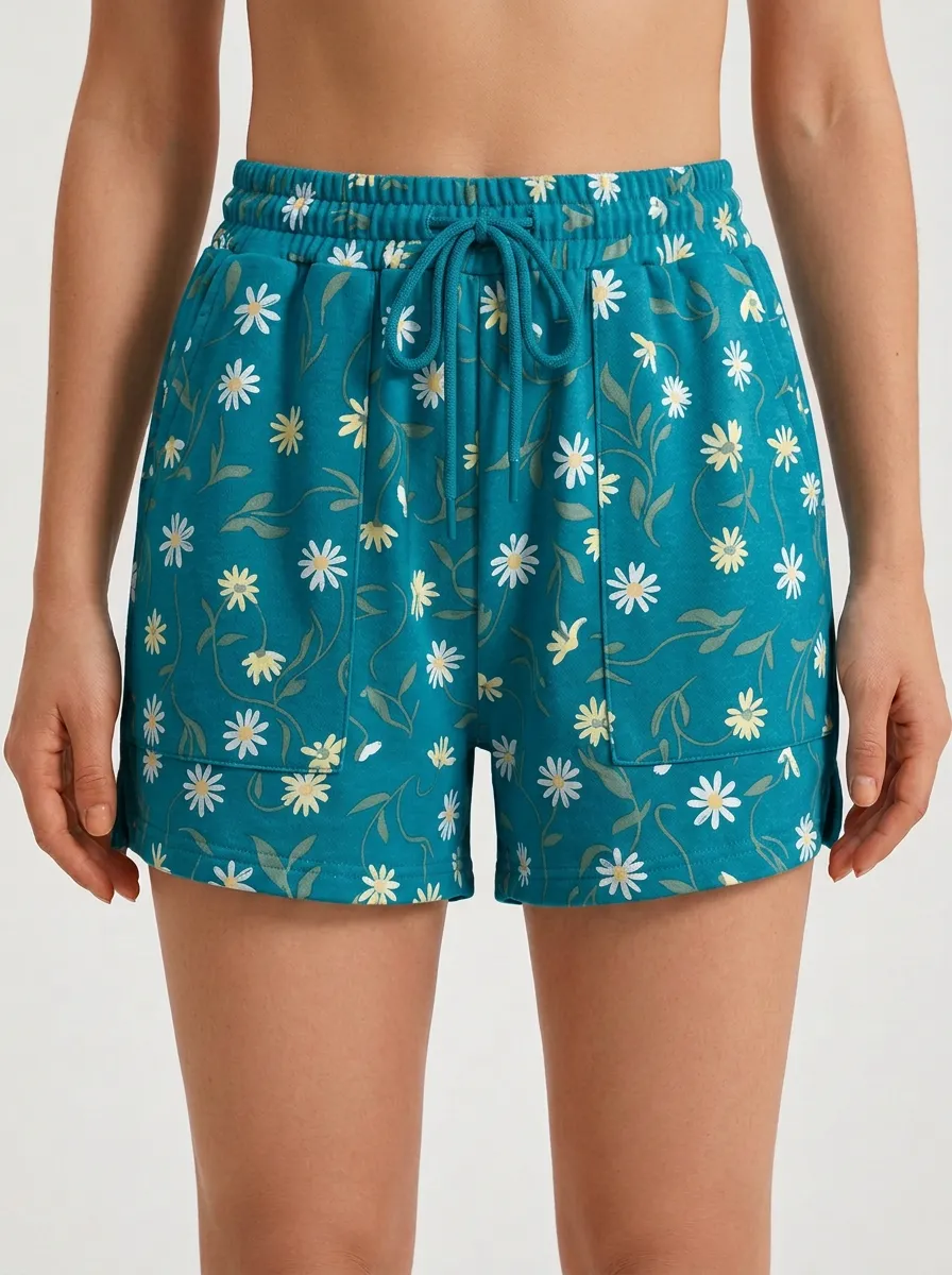 Women's Daisy Vine Patch-Pocket Lounge Shorts