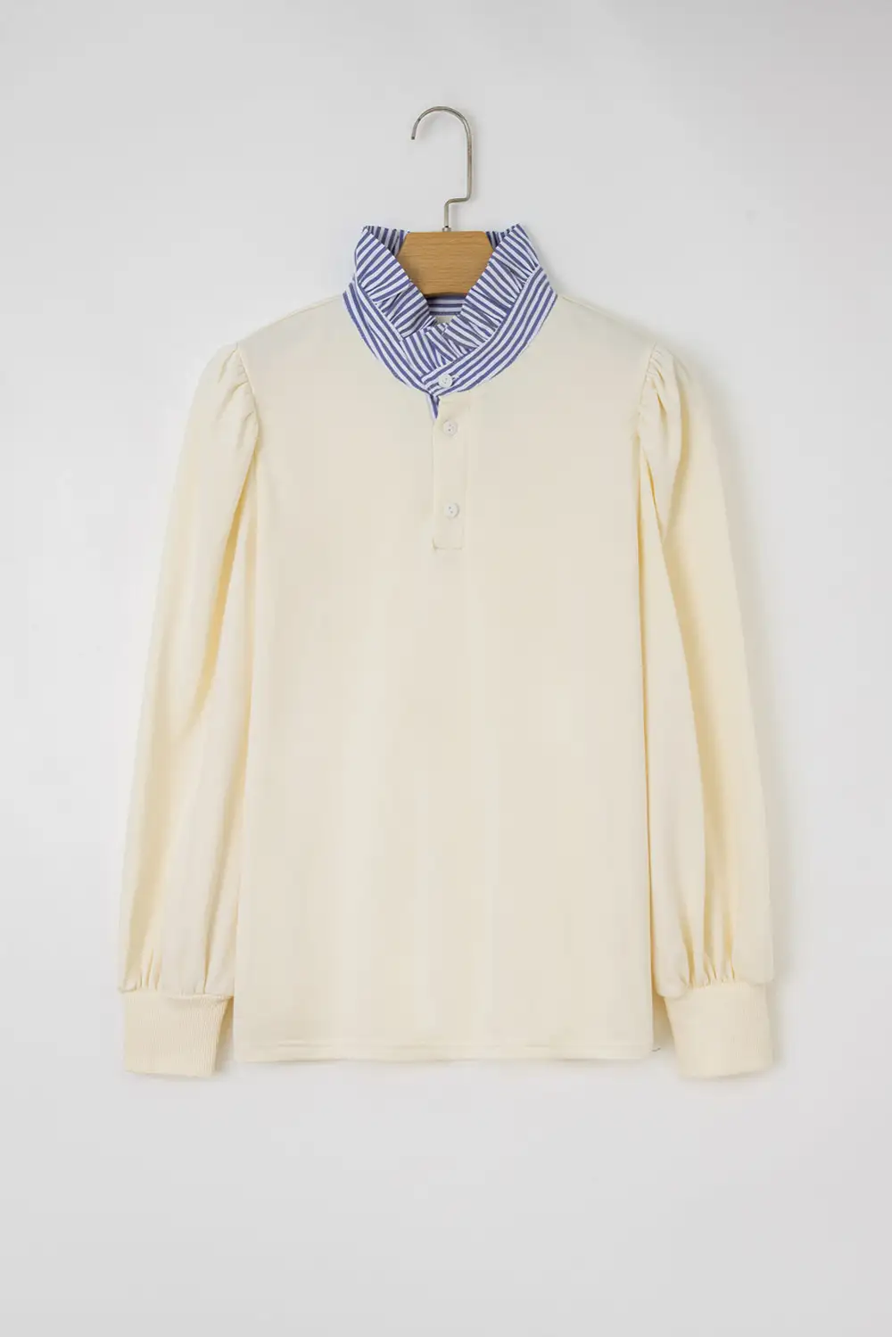 Everyday Striped Patchwork Button Detail Sweatshirt