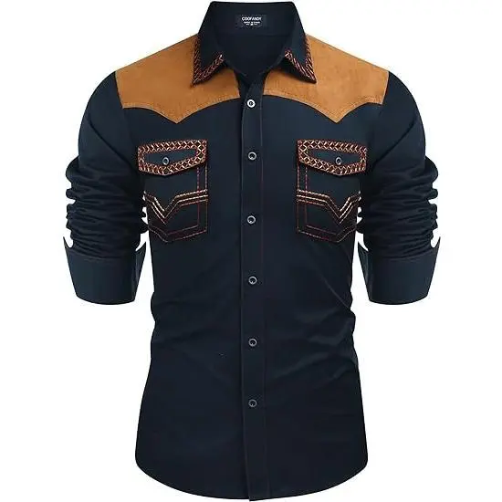 🤠 Men’s Embroidered Western Cowboy Shirt – Rugged Charm. Timeless Style.