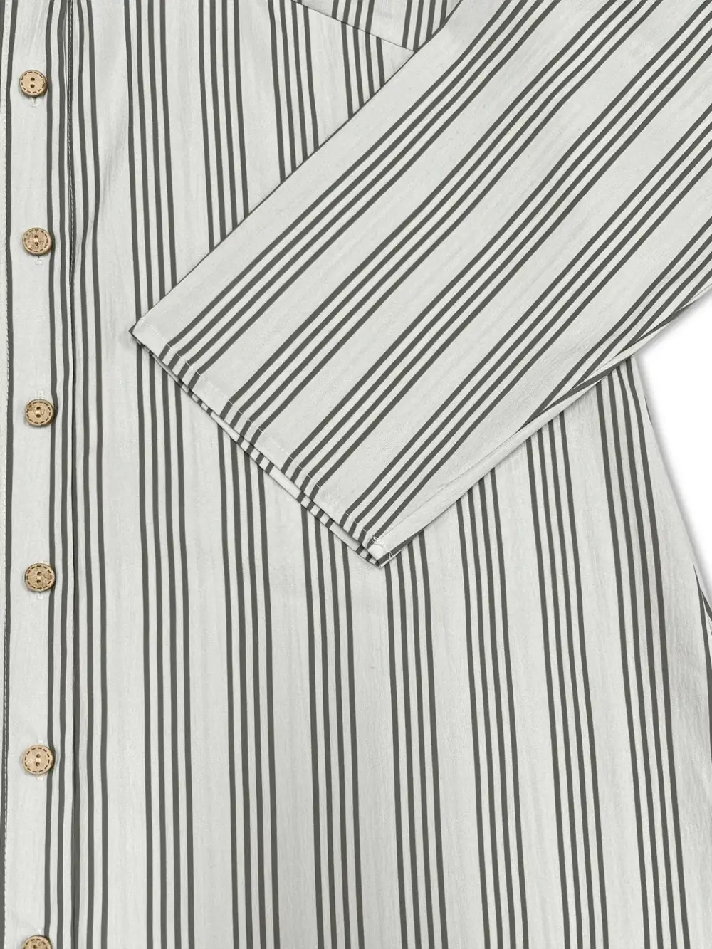 Drape Striped Button Front Midi Dress