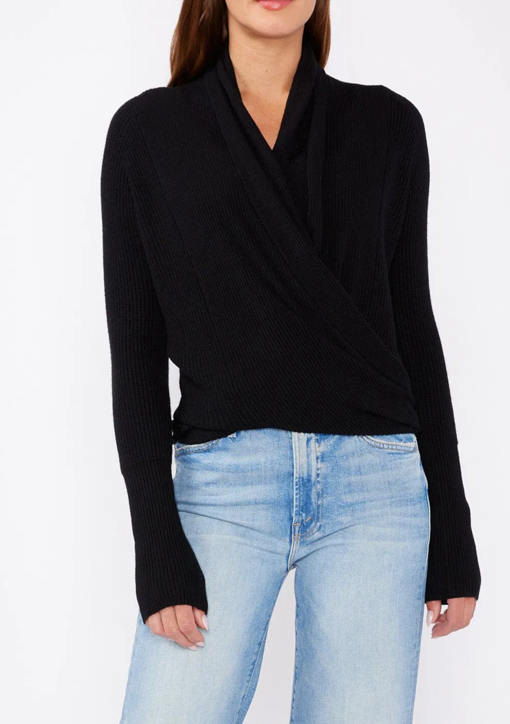 Ribbed Tie Front Long Sleeve Cardigan