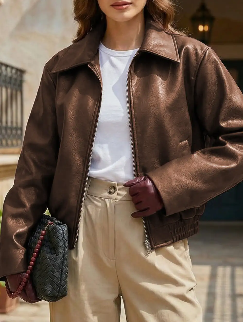 Loose Fitting Motorcycle Leather Jacket