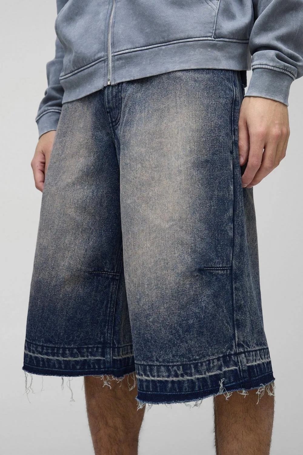 Longline Peach Tinted Denim Jorts Spring And Summer