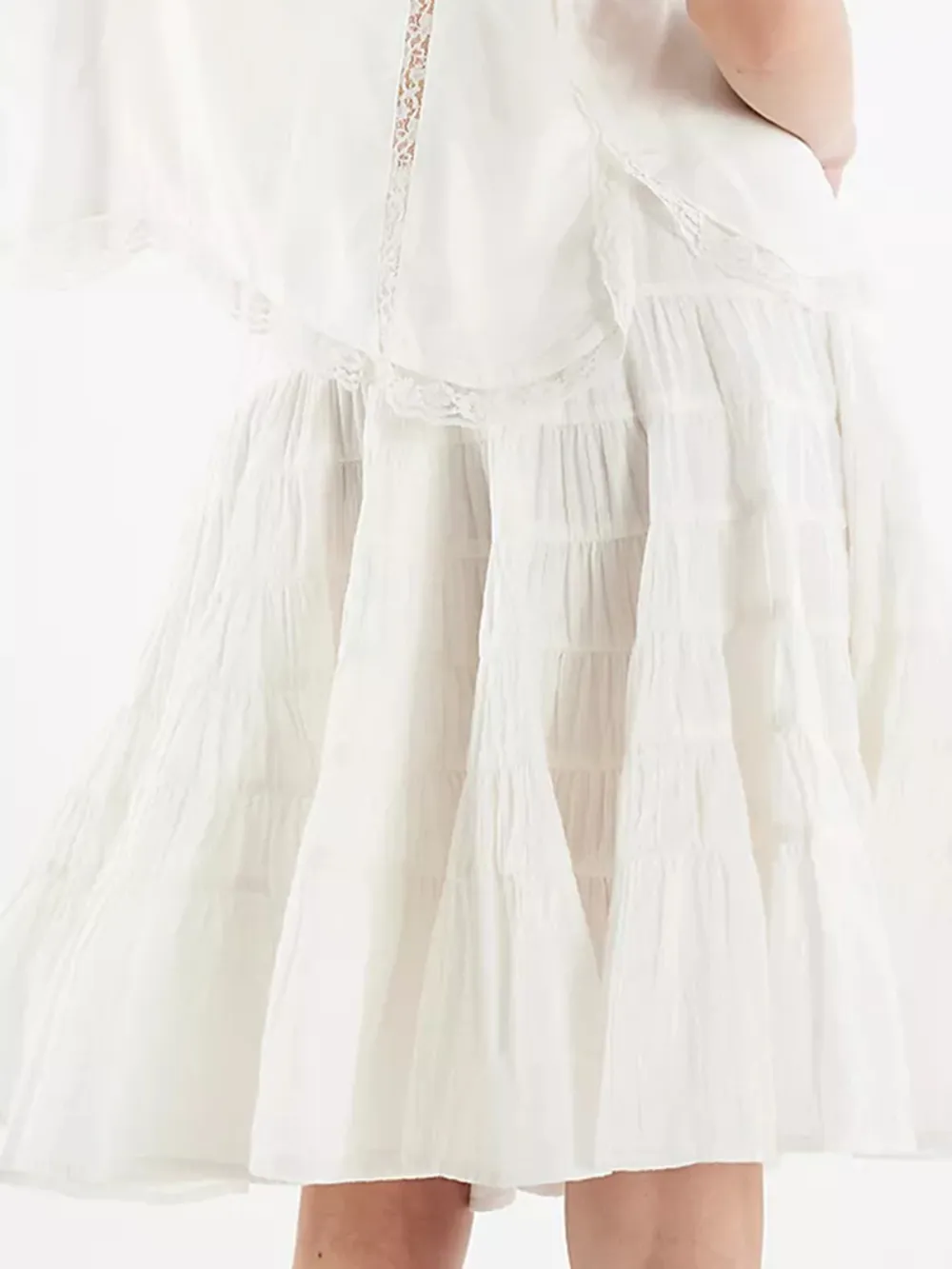 Casual Style Solid Midi Skirt Ivory