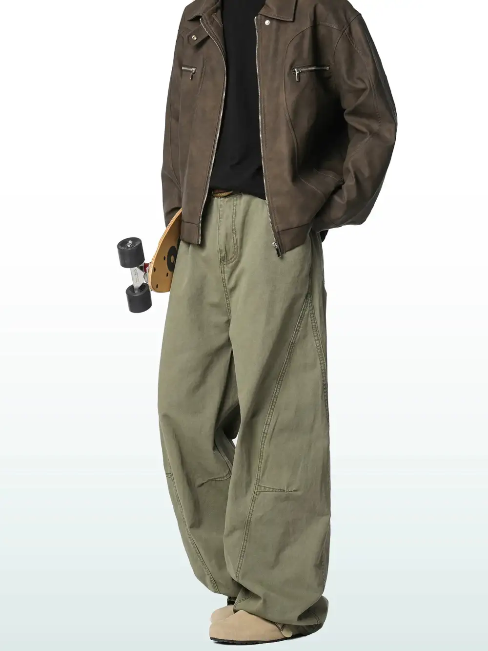 Wide Leg Cargo Trousers