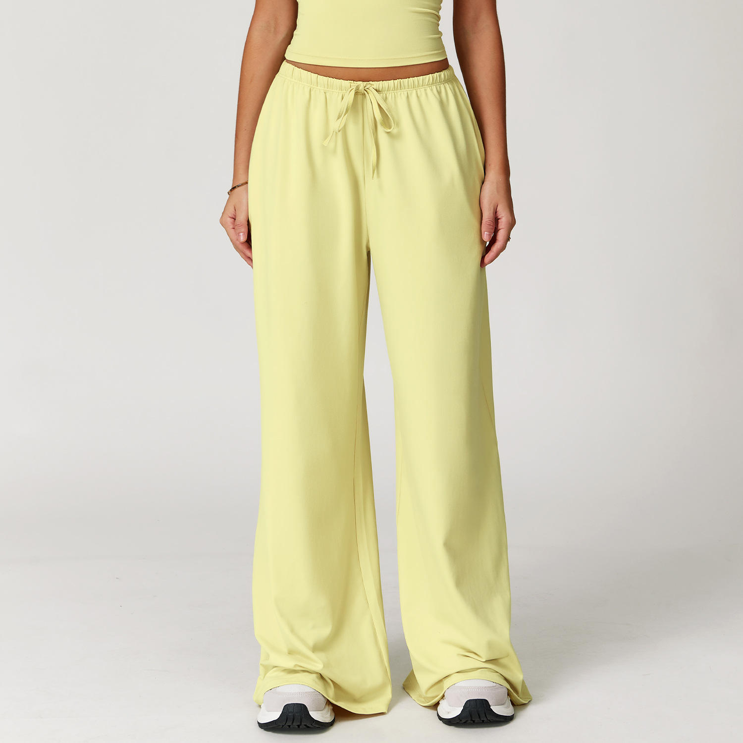 Drawstring Draped Straight Leg Gym & Lounge Pants
