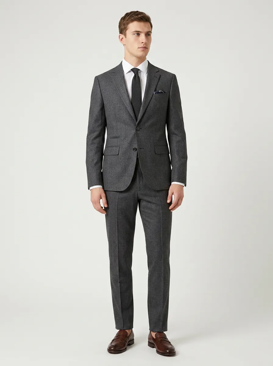 Men's Business Formal Charcoal Grey Tailored Suit