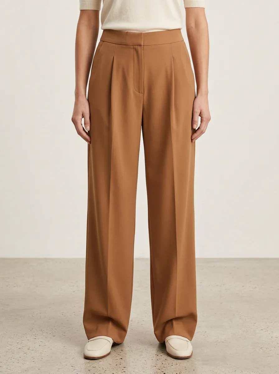 Refined Pleated Wide-Leg Trousers