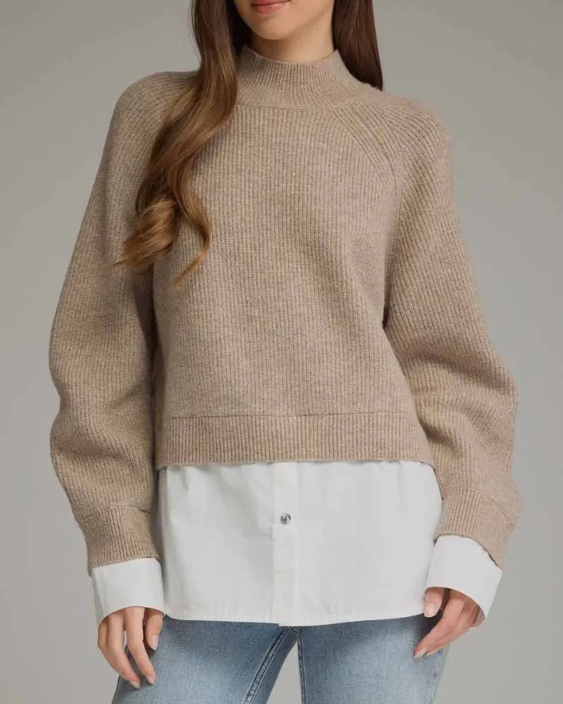 Sweater With Layered Shirt Detail