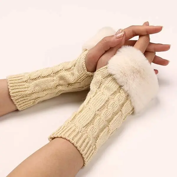 Women'S Fingerless Wool Warm Gloves 47187161C