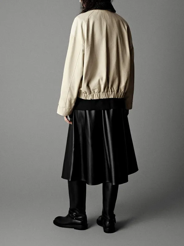 A Khaki Lapel Casual Jacket For Women