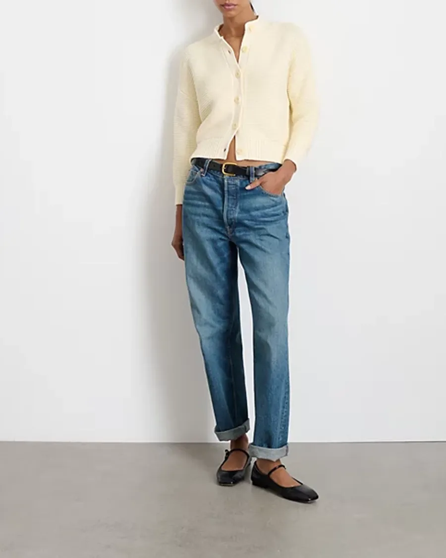 Casual Style Crewneck Cotton Cardigan